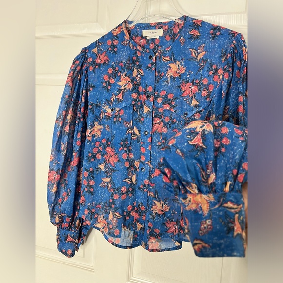 Isabel Etoile Marant Floral Print Snap Button Up Blouse Top Sz Fr 34 - Picture 12 of 13